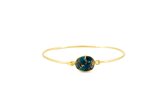 BRACCIALE OTTONE PIETRA OVALE APATITE TURCHESE MO90