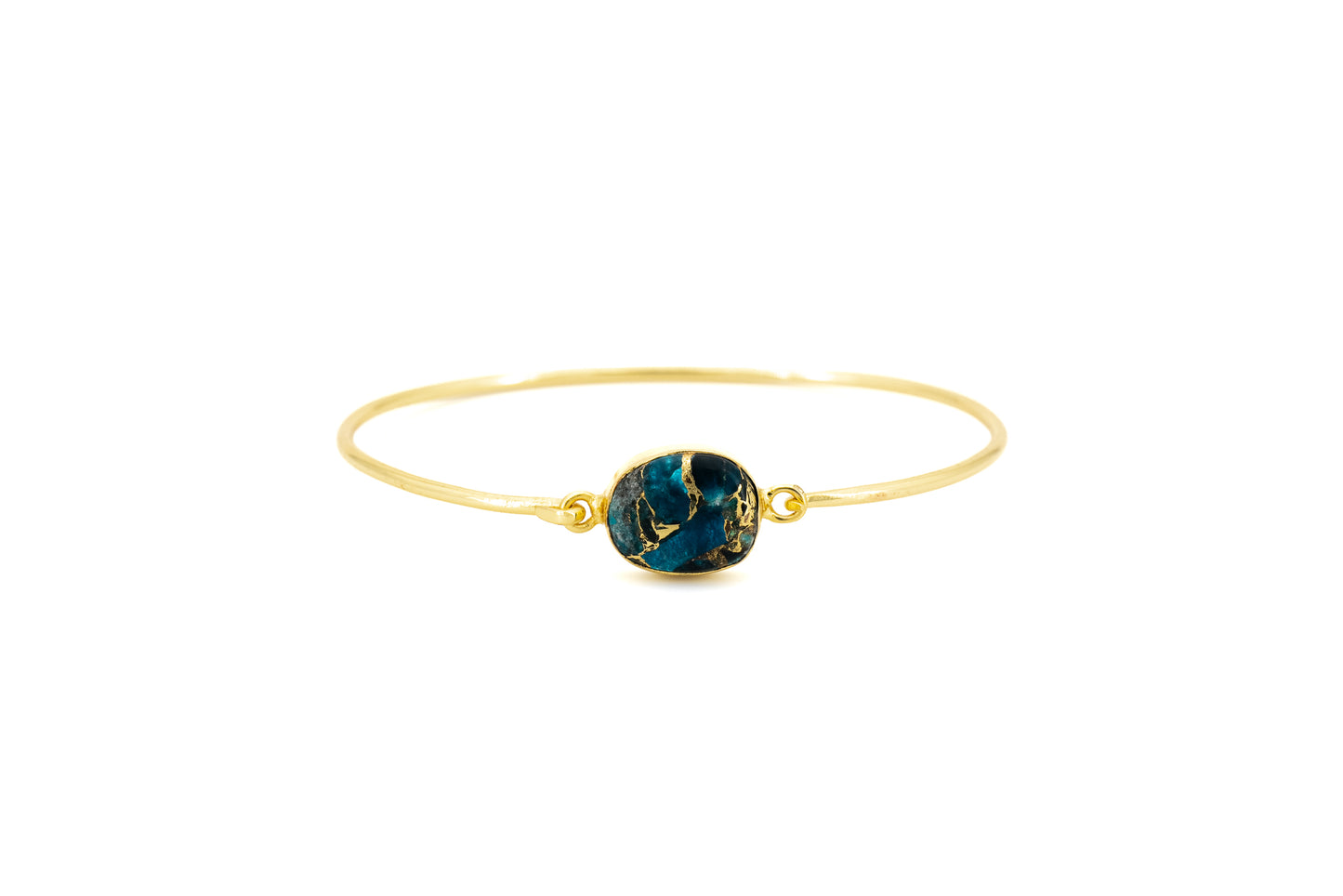 BRACCIALE OTTONE PIETRA OVALE APATITE TURCHESE MO90