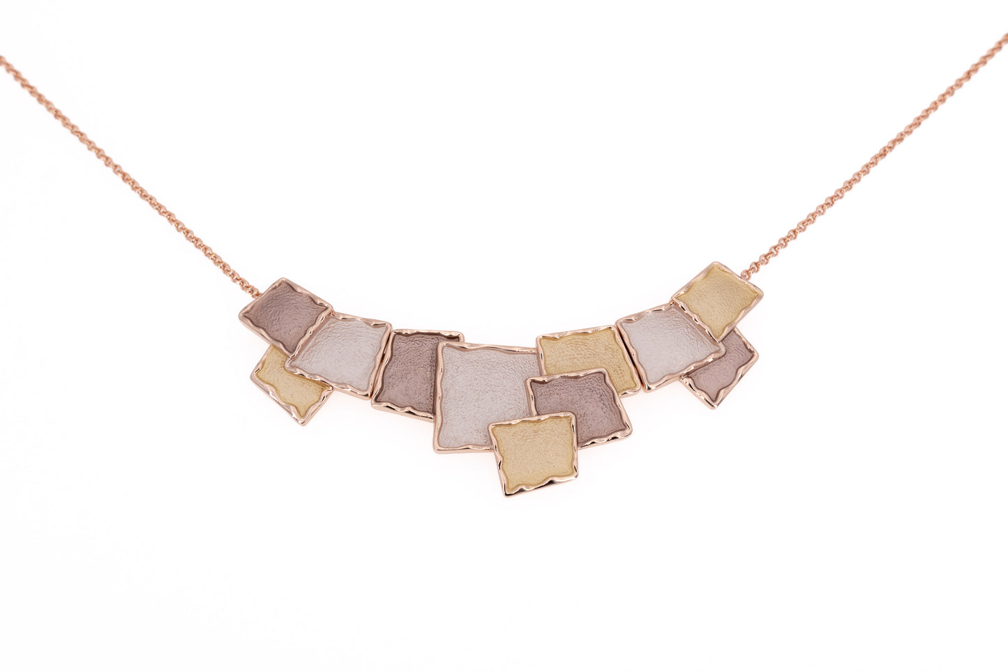 COLLANA CATENA CORTA ZAMA QUADRI IRREGOLARI SOVRAPPOSTI QE3674