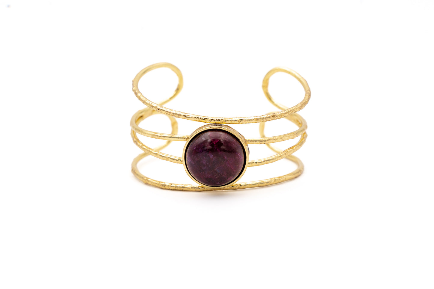 BRACCIALE OTTONE FASCIA PIETRA CENTRALE TONDA RUBINO SH512