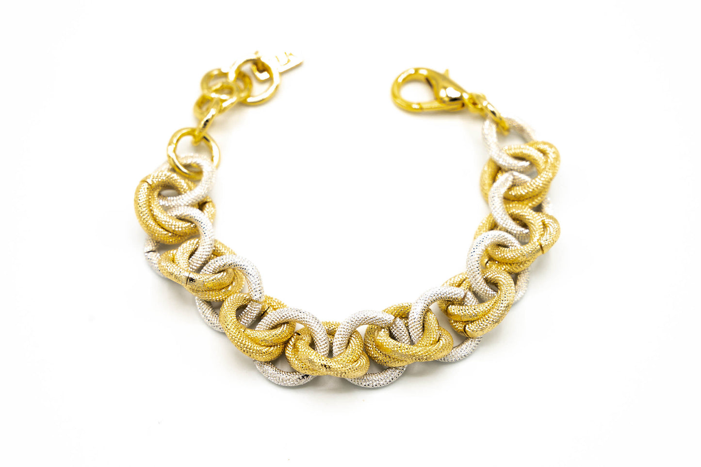 BRACCIALE ALLUMINIO BICOLOR ANELLINI INTRECCATI SATINATI WA655