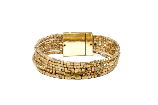 BRACCIALE MET ZAMA BAGNO IN ORO LUCIDO 7 FILI DADINO CHIUSURA CALAMITA XS311O