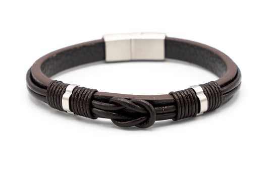 BRACCIALE UOMO PELLE CAPPIO ACCIAIO CHIUSURA CALAMITA (20CM)       IM27