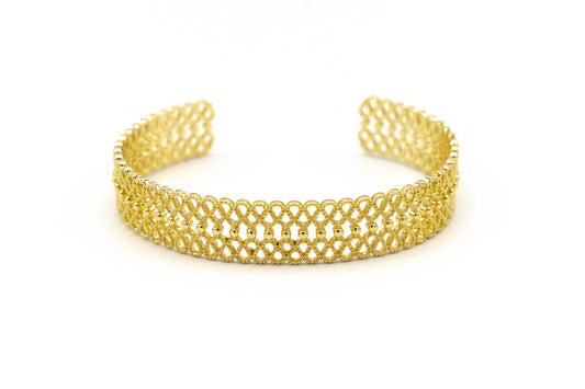 BRACCIALE OTTONE RICAMO TONDINI CENTRALI     JU1405