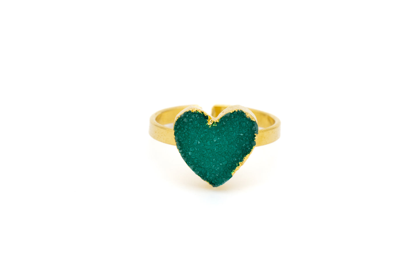 ANELLO OTTONE CUORE AGATA COLORATA VERDE       MO62V