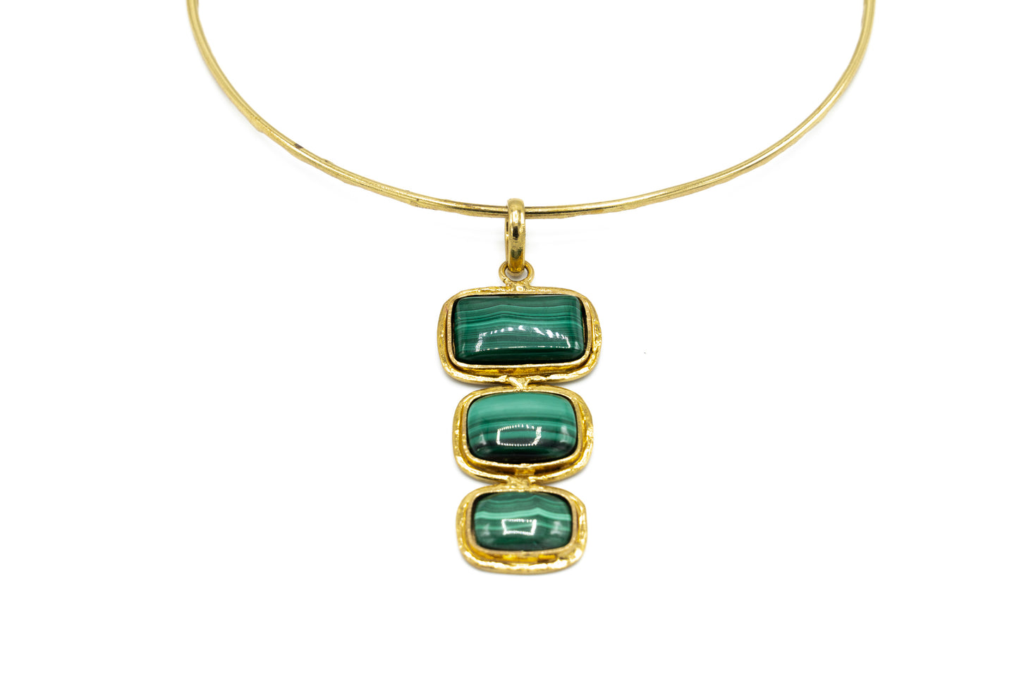 CHOKER OTTONE TRE PIETRE MALACHITE       SH297