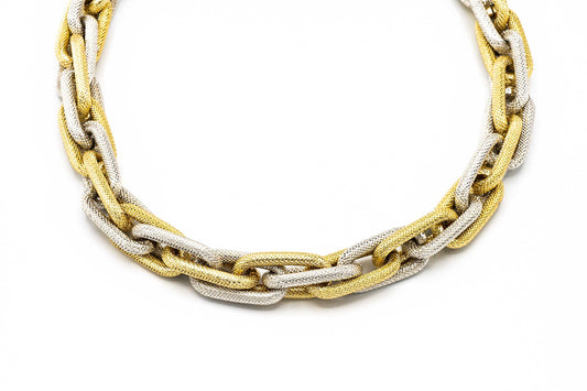 GIROCOLLO CATENA ALLUMINIO ARGENTATA DORATA SATINATA MAGLIA INTRECCIATA       WA625