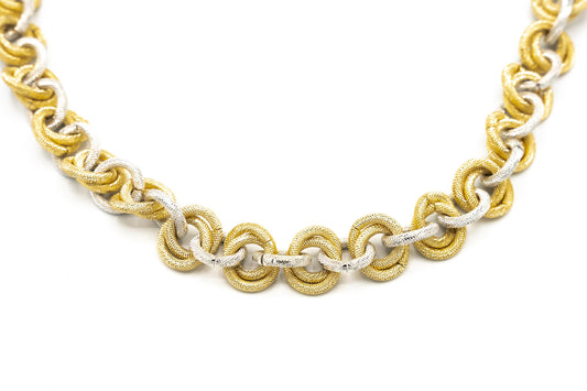 GIROCOLLO CATENA ANELLINI INTRECCIO ALLUMINIO SATINATI ORO E ARG.       WA653