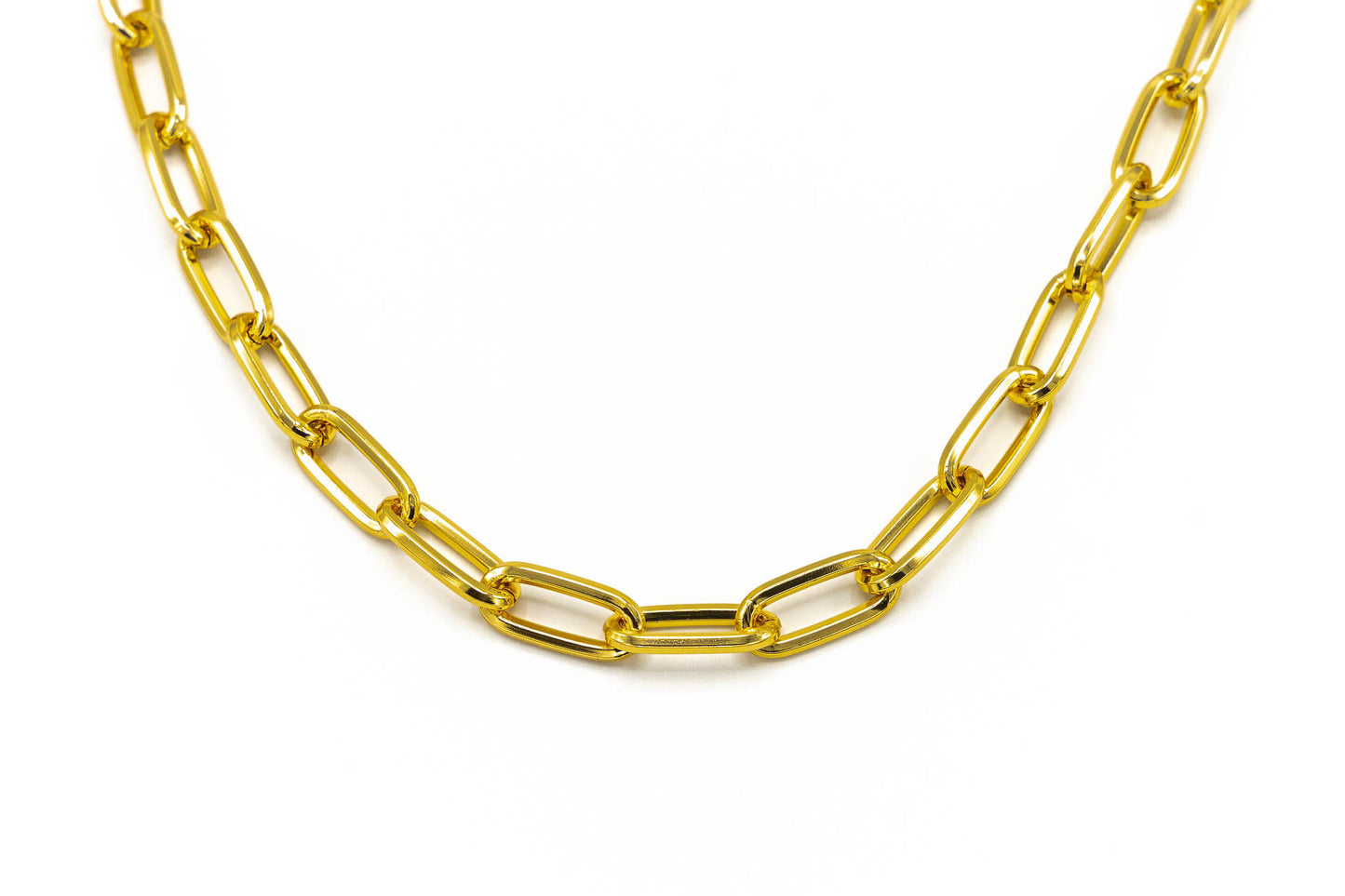 COLLANA LUNGA 90CM CATENA ALLUMINIO DORATA MAGLIA OVALE STRETTA     WA663O