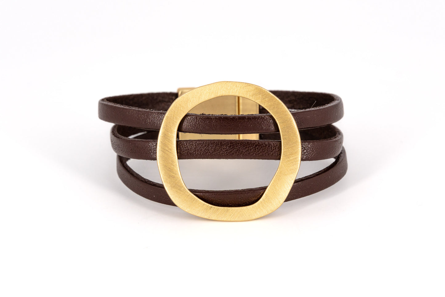BRACCIALE TRE FILI CUOIO ANELLO ZAMA STILIZZATO CENTRALE       XS370